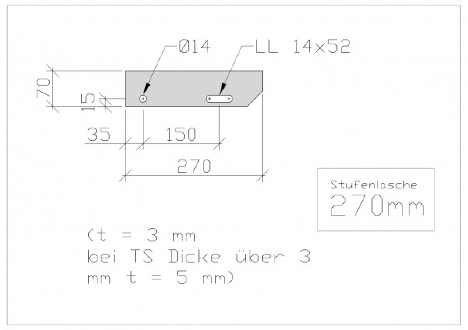 Gitterroststufe verzinkt 800x270mm Maschenweite 30x10mm